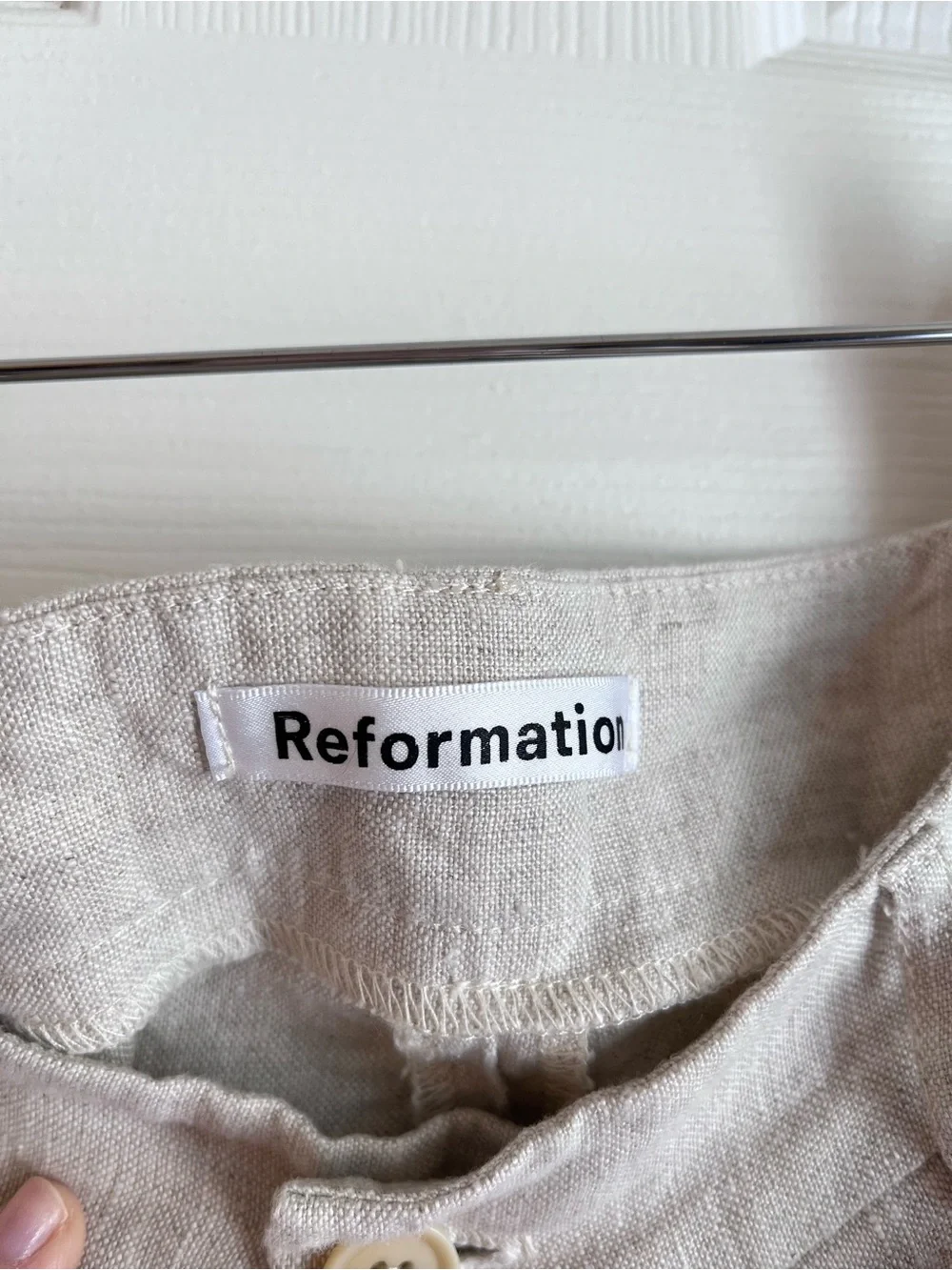 Reformation Linen Wide-Leg Pants in Light Beige